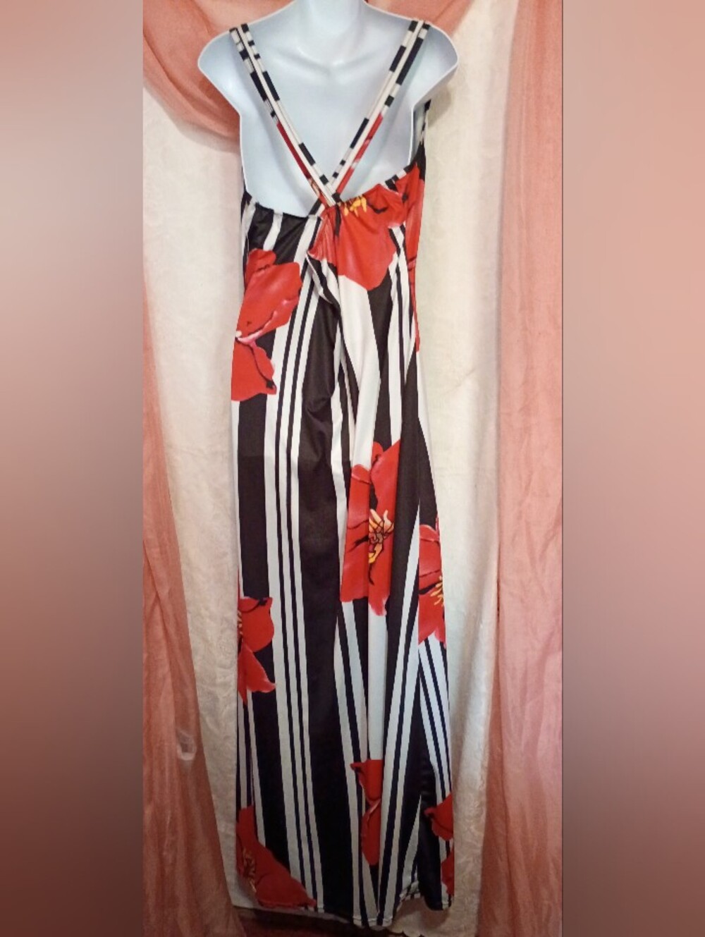 Red Floral Stripe Maxi Skirt - Unbranded - Picture 5 of 7